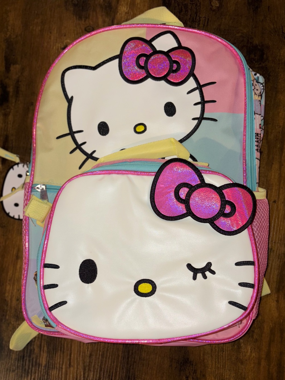 Hello Kitty White, Pink & Yellow Kids Backpack Set